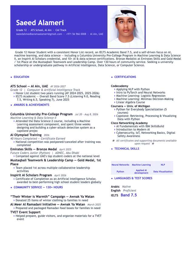 Preview of Saeed Ahmed Karama Alameri's CV